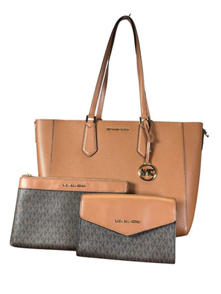 3 in one, leather tote with pouch and crossbody