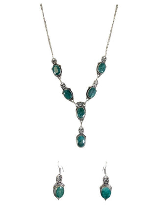 sterling plate stone necklace earring set