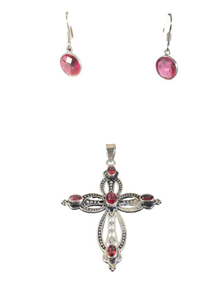 sterling plate stone pendant earring set