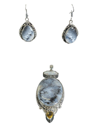 sterling plate stone pendant earring set