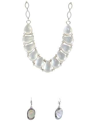 sterling plate stone necklace earring set
