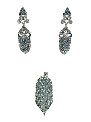 sterling plate stone pendant earring set