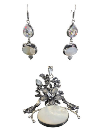 sterling plate stone pendant earring set