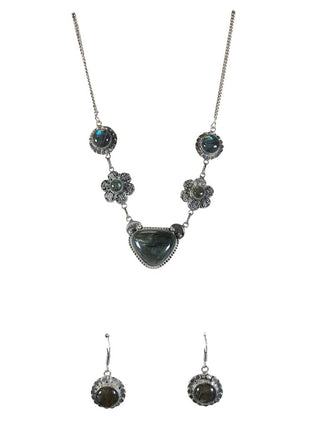 sterling plate stone pendant earring set