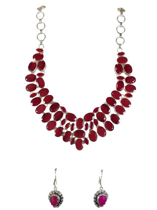 sterling plate stone necklace earring set