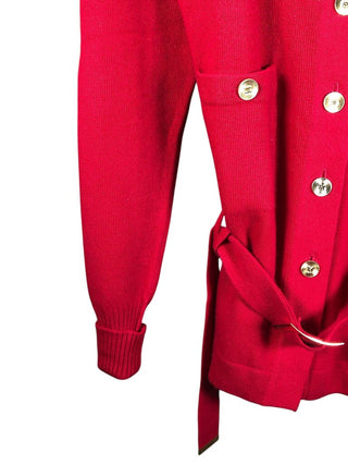 Scottish cashmere w/belt gold buttons/buckle