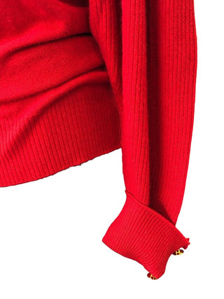 Scottish cashmere cowll neck gold button dolman sleeves banded bottom