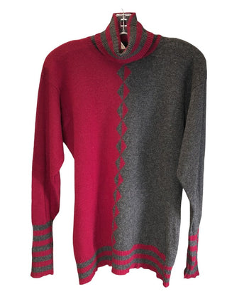 Scottish cashmere turtleneck w/ribbed collar and cuffs bicolor