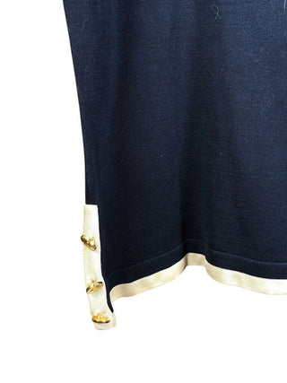 Likely silk short sleeve gold buttons at hips