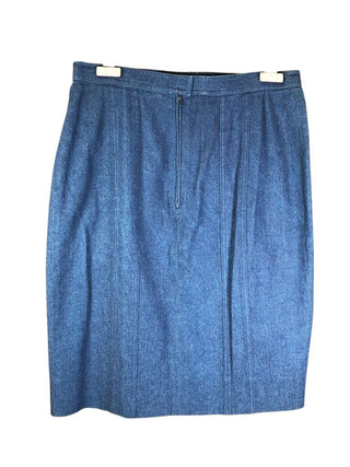 Denim back zip knee length