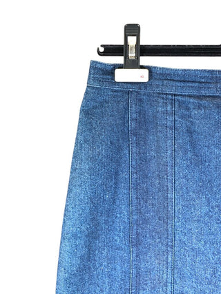 Denim back zip knee length