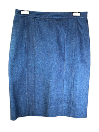 Denim back zip knee length