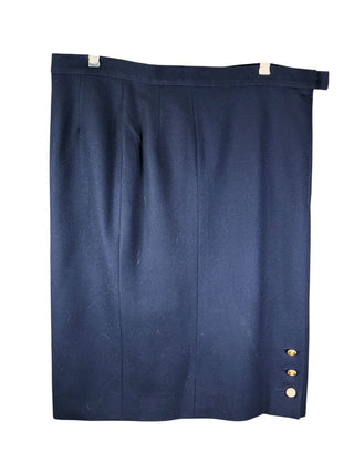 Wool silk lined side zip 3 gold buttons on left bottom pencil