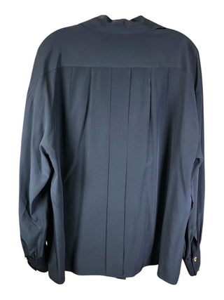 Silk long sleeve double breasted gold buttons collared blazer style blouse