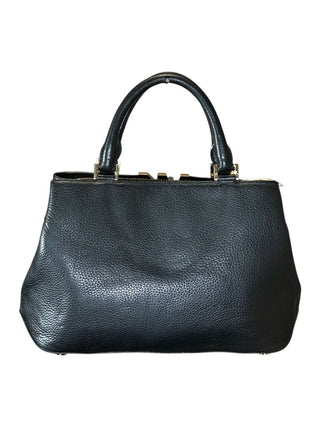 Pebbled leather shoulder bag w/oversized zipper and MK logo