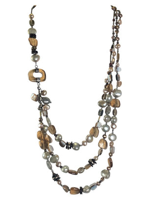 SS Triple Strand Pearl Beaded Necklac