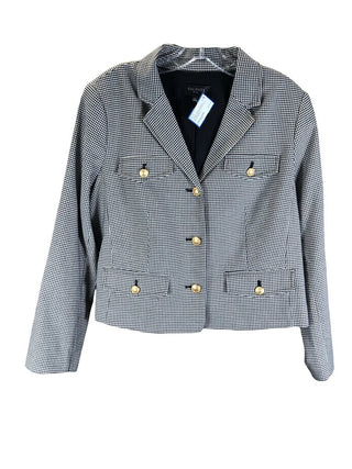 Houndstooth Print Button Front Jacket