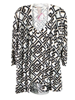 Set print open front long sleeve