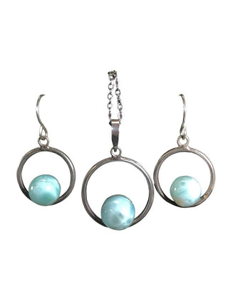 sterling larimar earring and necklace set