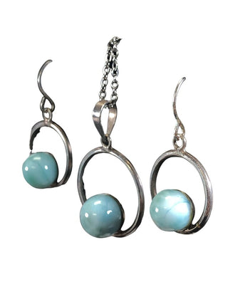 sterling larimar earring and necklace set