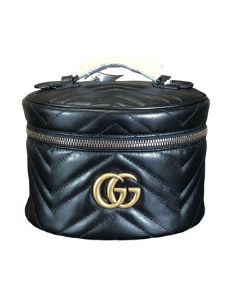 Gg Matelasse Marmont Round Black Leather Backpack