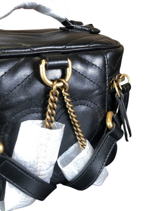 Gg Matelasse Marmont Round Black Leather Backpack