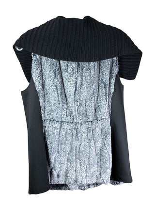 Faux fur knit shawl collar snap front