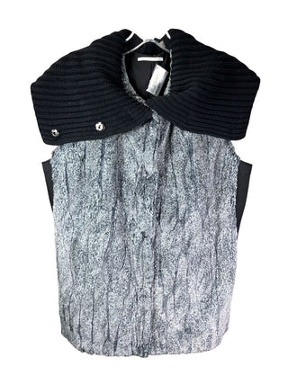 Faux fur knit shawl collar snap front