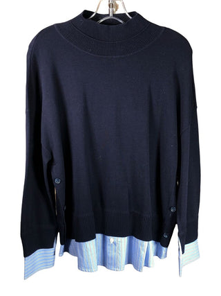 Pul on mock neck w/shirt cuff/bottom detail