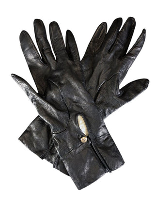Leather Driving Gloves One Gold Button