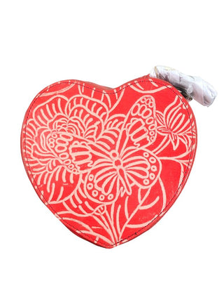 NWT Tooled leather handpainted heart shaped