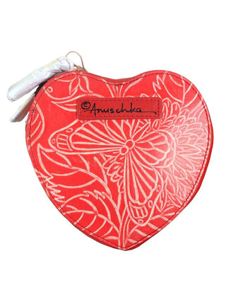 NWT Tooled leather handpainted heart shaped
