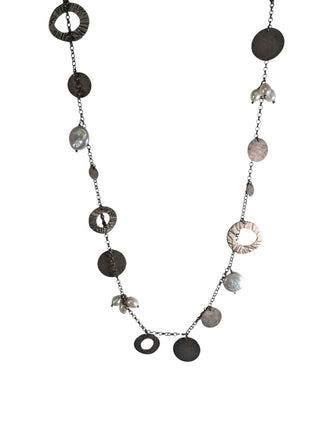 sterling pearl disc necklace