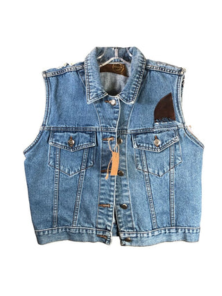 NWT Denim Vest Painted Back