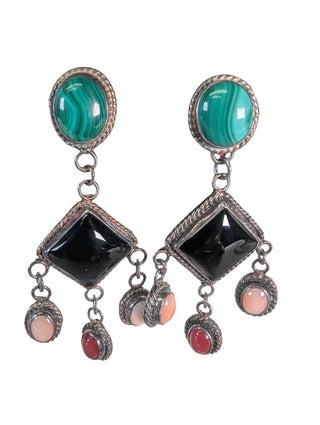 sterling stone dangle earrings