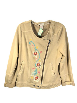 Embroidered zip front