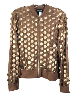 Mesh zip front large squins