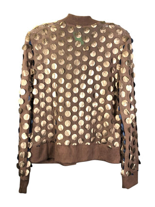 Mesh zip front large squins