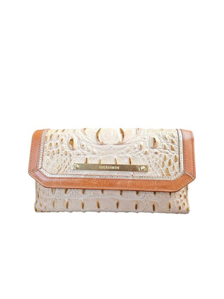 leather embossed satchel with wallet