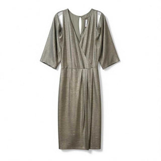 Metallic Cold Shoulder Faux Wrap