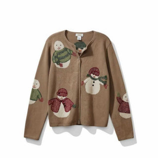 Knit Snowmen Open Front