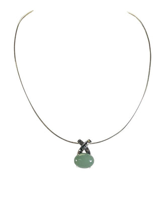 R SS Marcasite Jade? Pendant on Choker