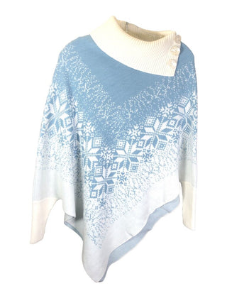 Snowflake print button turtleneck