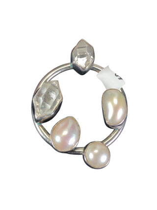 sterling Herkimer Diamond pearl pendant