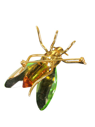 vintage sterling crystal fly brooch