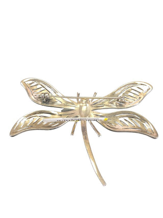 sterling marcasite dragonfly pin with ruby eyes