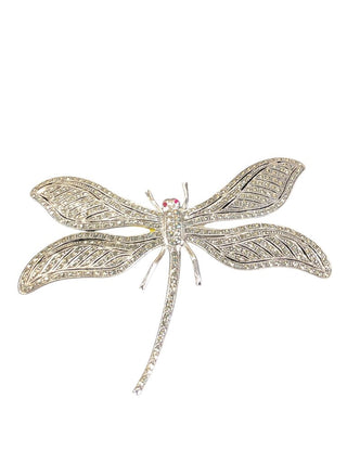 sterling marcasite dragonfly pin with ruby eyes