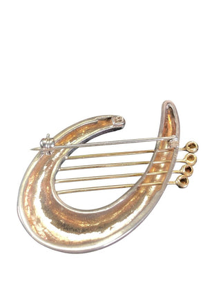 vintage sterling 14k "Hadassah Keepers of the Gate" harp brooch