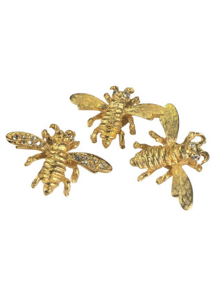 set of three gold bee pins