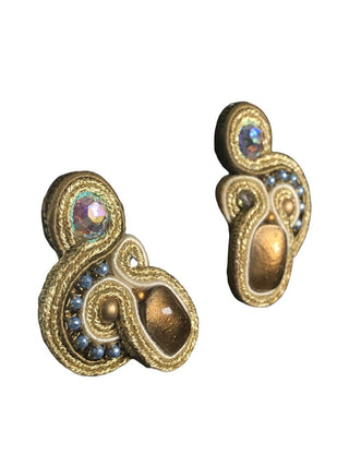 hand made necklace earring set genuine stones and crystals on leather finish